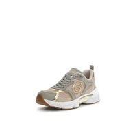 GUESS Chaussures de sport pour femme, design métallique doré et gris, semelle blanche avec détail en caoutchouc, Doré gris, 41 EU