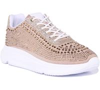 Guess Chaussures Décontractées En Microfibre À Lacets Pour Femmes En Or Uk 3 - 8