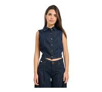 Guess - Chemise en denim courte - Femme - Blouses et Chemises - Bleu - Taille: 42 FR