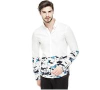 Guess Chemise homme M64H46 Blanc motif Abstratif XXXL