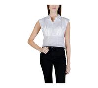 Guess - Chemisier sans manches à boutons avec col classique - Femme - Tops - Blanc - Taille: 42 FR