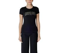 Guess - CN SS Logo Lace Tee - Femme - Tops - Noir - Taille: 38 FR