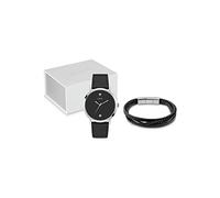 GUESS Coffret Montre Homme Acier Cuir Noir + Bracelet Cuir UBS84308
