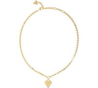 Guess Collier à coeur pour femme en acier inoxydable, or, cristaux