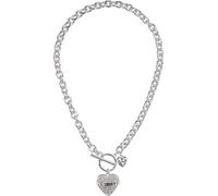 GUESS Collier avec pendentif logo levier pour femme, argent, taille unique, cristal, taille unique, verre, verre