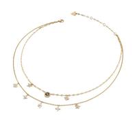 GUESS collier Secret Garden 16-18" Two Rows Flowers Necklace Yellow Gold doré