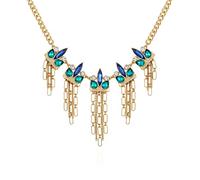 GUESS Collier plastron doré avec pierre de cristal de couleur saphir