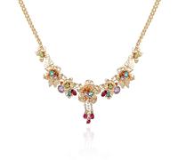 GUESS Collier plastron doré multicolore en forme de papillon et de cristal, taille unique, métal, pierre de verre