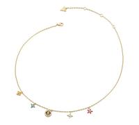 GUESS collier Secret Garden 16-18" Flower Charms Necklace Yellow Gold/Multicolor doré
