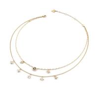 GUESS collier Secret Garden 16-18" Two Rows Flowers Necklace Yellow Gold doré
