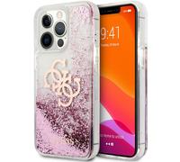 Guess Coque 4G Logo Liquid Glitter pour Apple iPhone 13 Pro Max - Rose