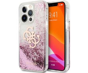 Guess Coque 4G Logo Liquid Glitter pour Apple iPhone 13 Pro Max - Rose