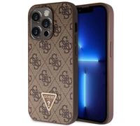 Guess Coque 4G Logo Triangle Strass pour Apple iPhone 15 Pro - Marron