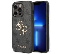 Guess GUHCP14L4GMGGR Coque de Protection avec Logo doré Compatible avec iPhone 14 Pro Gris et Noir