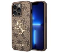 Guess Coque 4G Metal Logo Backcover pour Apple iPhone 14 Pro Max - Marron