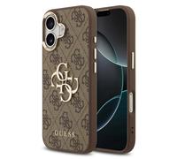 Guess Coque 4G Metal Logo Backcover pour Apple iPhone 17 - Gold Edge - Brown