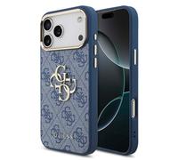 Guess Coque 4G Metal Logo Backcover pour Apple iPhone 17 Pro Max - Gold Edge - Blue