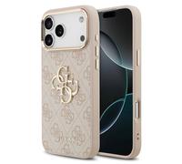 Guess Coque 4G Metal Logo Backcover pour Apple iPhone 17 Pro Max - Gold Edge - Pink