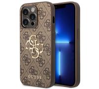 Guess Coque 4G Metal Logo Backcover pour iPhone 14 Pro - Marron