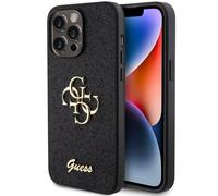 Guess Coque 4G Metal Logo Glitter pour Apple iPhone 15 Pro Max - Noir
