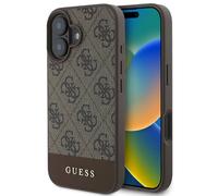 Guess Coque arrière Bottom Stripe 4G pour Apple iPhone 16 - Marron