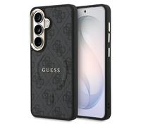 Guess Coque arrière en cuir 4G MagSafe pour Samsung Galaxy S26 – Gold Edge – Noir