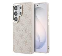 Guess Coque arrière en cuir 4G avec MagSafe pour Samsung Galaxy S26 Ultra - Gold Edge - Pink