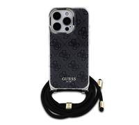 Guess Coque Arrière pour iPhone 16 Pro avec Bandoulière Imprimée IML 4G Noir