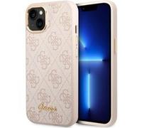 Guess Coque pour iPhone 14 Plus Rose 4G Motif & Logo Script