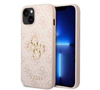 Guess Coque de protection pour iPhone 14 – PU 4G avec logo métal – Rose