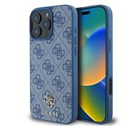 Guess Coque de Protection Compatible avec iPhone 16 Pro Max - Compatible avec Magsafe PU 4G - Bleu (iPhone 16 Pro Max)