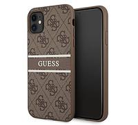 Guess Coque de Protection pour iPhone 11 6,1" GUHCN614GDBR Marron 4G à Rayures