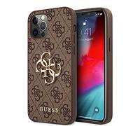 Guess Coque de Protection pour iPhone 12/12 Pro 6,1" Brun GUHCP12M4GMGBR 4G Big Metal Logo