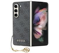 Guess 4G Breloques Étui Rigide pour Samsung Galaxy Z Fold5 F946B Gris