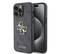 Guess Coque GUHCP15X4GMGGR pour iPhone 15 Pro Max 6,7" Gris Rigide Grand logo métal 4G