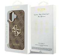 CG Mobile Coque de protection Guess pour iPhone 17 – Grand logo métal – Marron/Doré