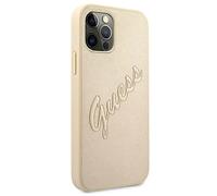 Étui Guess Saffiano Vintage Script pour iPhone 12 Pro Max, doré