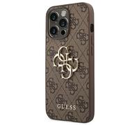 Guess Coque rigide GUHCP14L4GMGBR pour iPhone 14 Pro 6,1" logo métal 4G noir Marron
