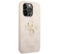 Guess Coque iPhone 14 Pro – PU 4G Big Logo métal – Rose