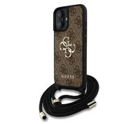 Guess Coque Hardcase 4G Big Logo avec cordon pour iPhone 16 Marron