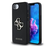 Guess Coque pour iPhone 16e Simili cuir Saffiano Grand logo 4G Noir