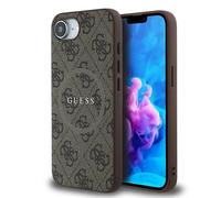 Guess Étui 4G Ring Classic Logo MagSafe pour iPhone 16e marron