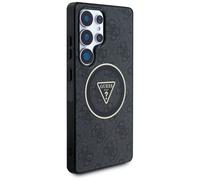 Étui Guess 4G Glitter Triangle MagSafe pour Samsung Galaxy S25 Ultra, noir