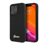 Guess GUHCP13XLSLMGBK Housse silicone Script Or Logo Noir - iPhone 13 Pro Max