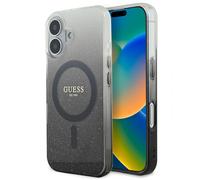 Guess Coque MagSafe IML Glitter Gradient pour iPhone 16 - Black