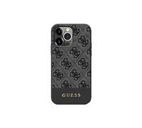 Guess Coque PC/TPU 4G avec Logo en métal à Rayures inférieures pour iPhone 15 Pro (Gris)