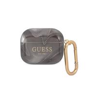 Guess Coque pour Airpods 3 New Marble Anti-choc Noir / Or