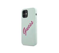 Guess Coque pour Apple iPhone 12 Mini Collection Silicone Vintage en TPU Bleu