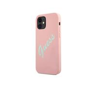 Guess Coque pour Apple iPhone 12 Mini Collection Silicone Vintage en TPU Rose