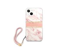 Coque pour iPhone 13 Mini Bords Surélevés avec Lanière Amovible Rose